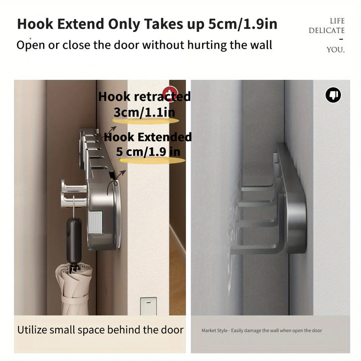 Wall Hook Panel Without Drilling – OrganizePlus Hidden 5-Hook Rack | Kalsten