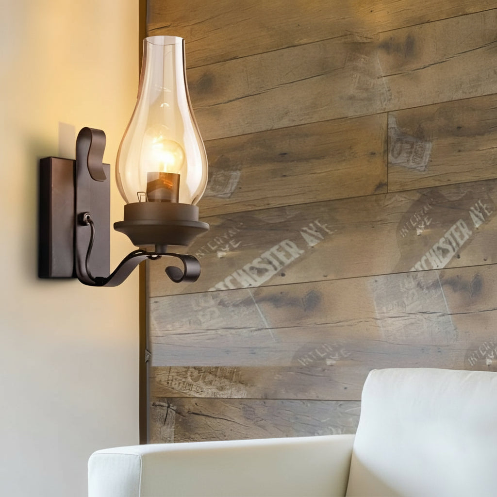 Glass Wall Sconce – Industrial Retro Iron Vintage E27 (20x30cm) | Kalsten