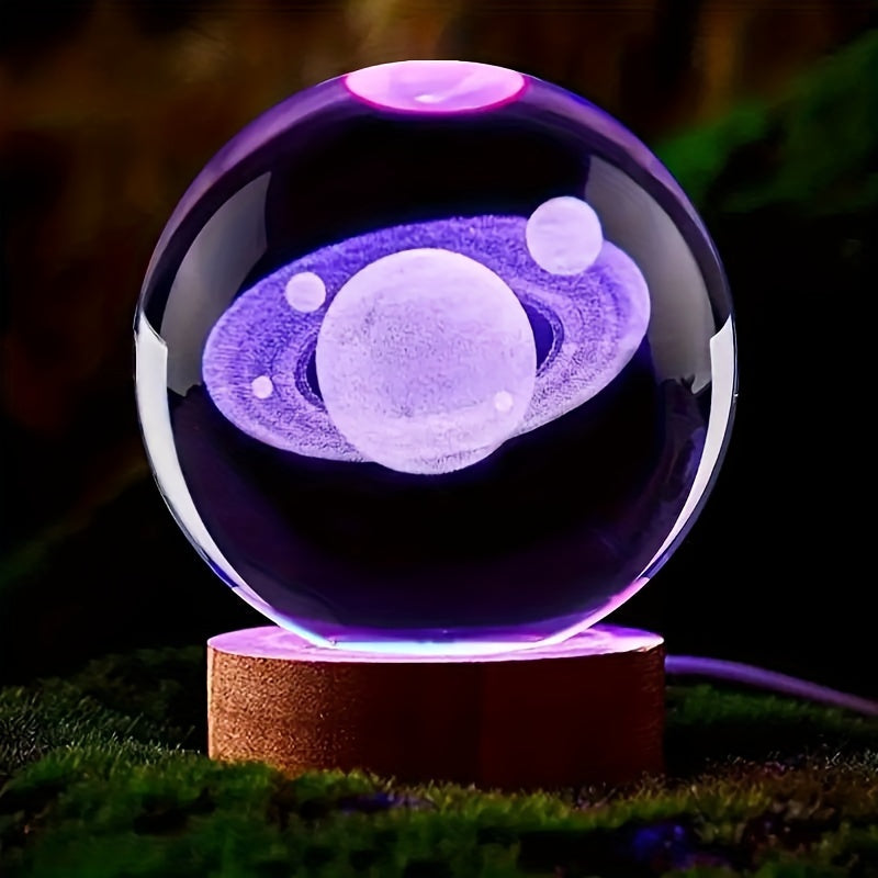 LumiSphere - Luxury 3D Crystal Table Lamp with Wooden Base Kalsten