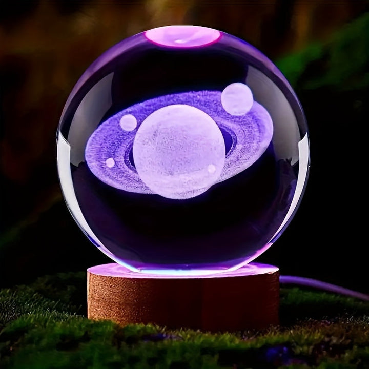 LumiSphere - Luxury 3D Crystal Table Lamp with Wooden Base Kalsten