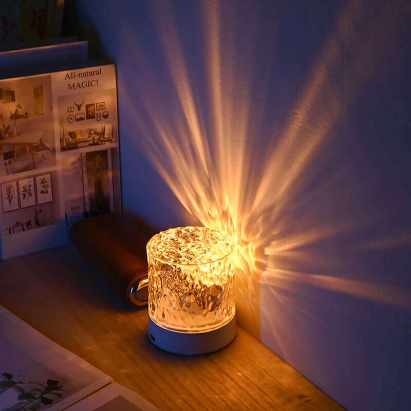 Crystal Lamp Water Ripple Projector Night Light Decoration Home Houses Bedroom Aesthetic Atmosphere Holiday Gift Sunset Lights Home Decor | Kalsten