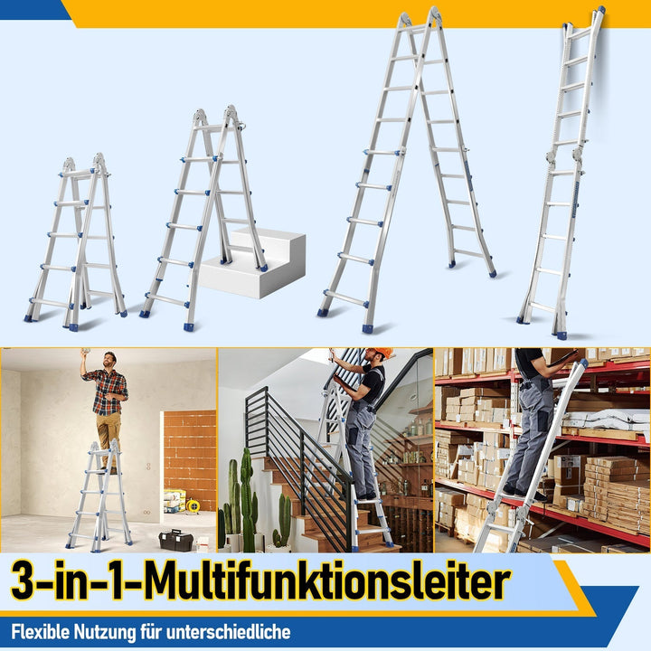 Telescopic ladder Multifunctional ladder 3 in 1 Aluminum ladder | Kalsten