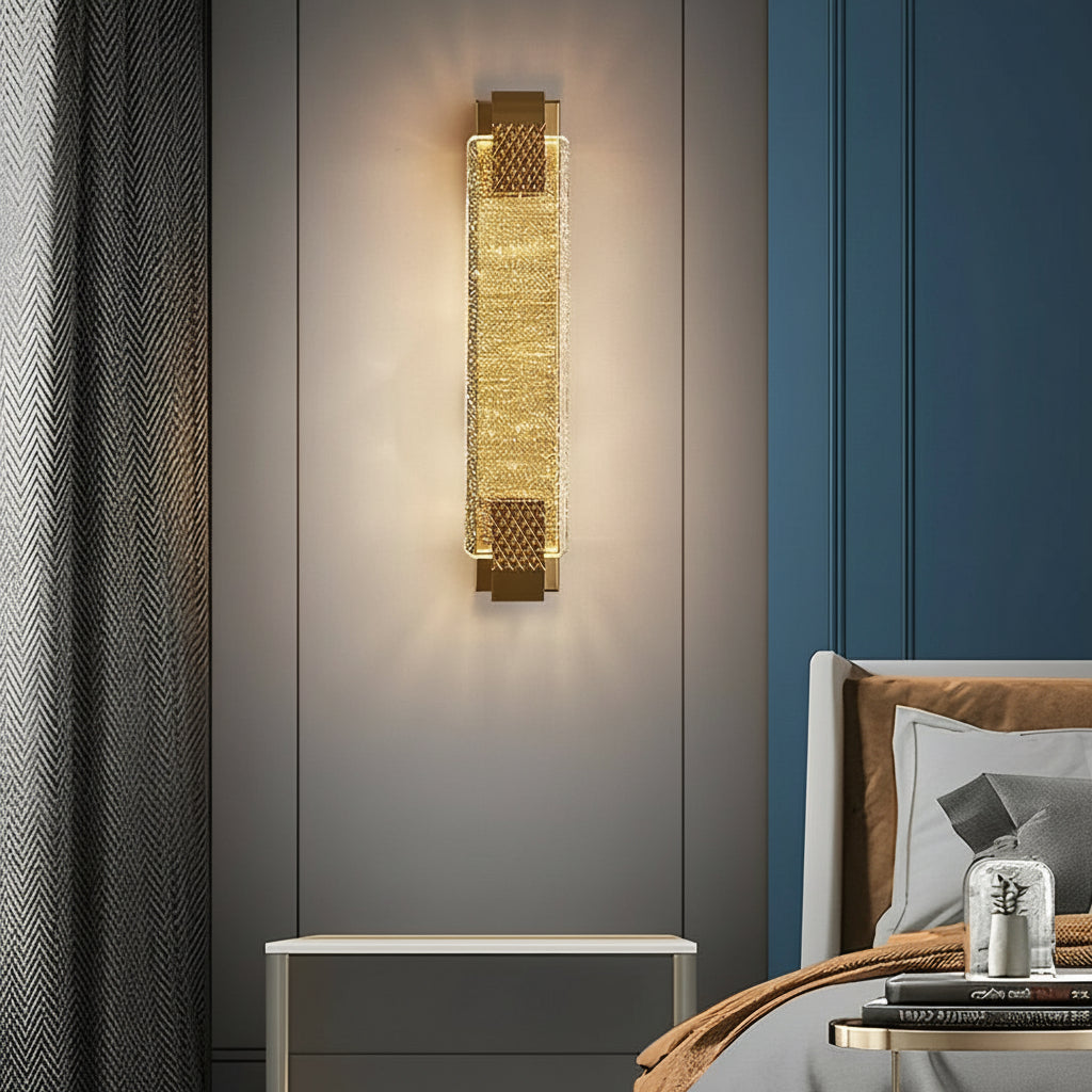 Modern Crystal Bubble LED Wall Sconce – Luxury 3-Color Dimmable Strip Lamp (Black/Gold) | Kalsten