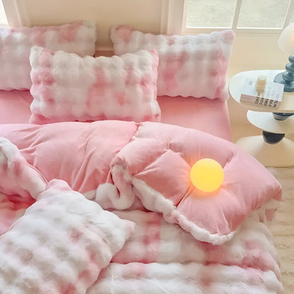 Cozy Plush Bedding Set – Warm and soft for Autumn & Winter | Reversible design in rabbit fur & milk velour | Karnz