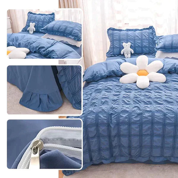 Icy Seersucker Summer Cool Quilt Lace 4-piece Set | Kalsten