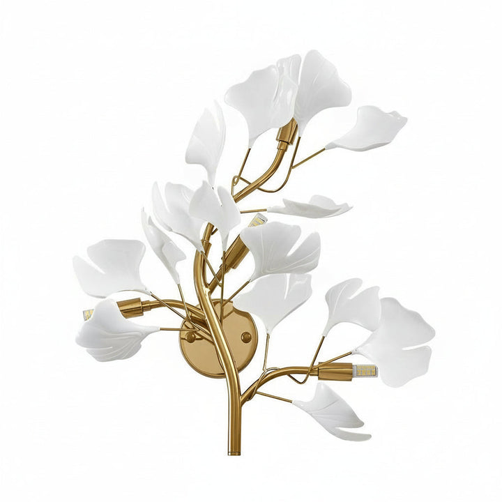 Nordic Gold Leaves & Branches Wall Sconce – 3-Color Dimmable LED Botanical Art Light - Iron | Kalsten