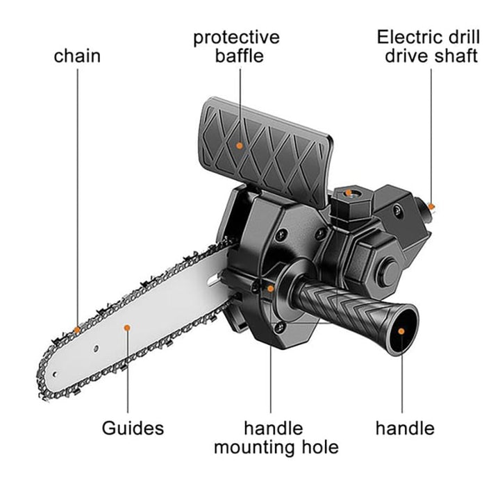 Drill-to-Chainsaw Conversion Attachment – 6 Inch
