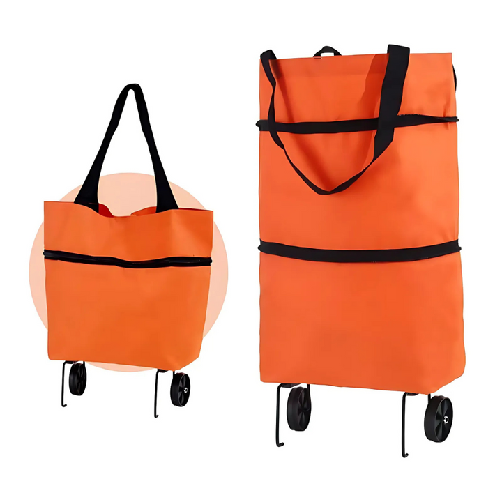 Foldable shopping trolley with expandable wheels | Kalsten