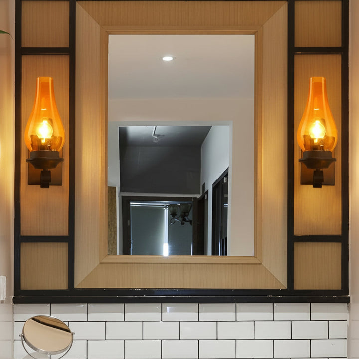 Glass Wall Sconce – Industrial Retro Iron Vintage E27 (20x30cm) | Kalsten