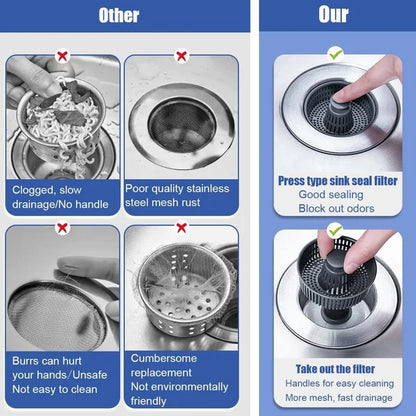 BowLift | Drain Strainer & Stopper | 304 Stainless Steel + ABS | Anti-Clog Basket | Fits Standard Kitchen Sinks