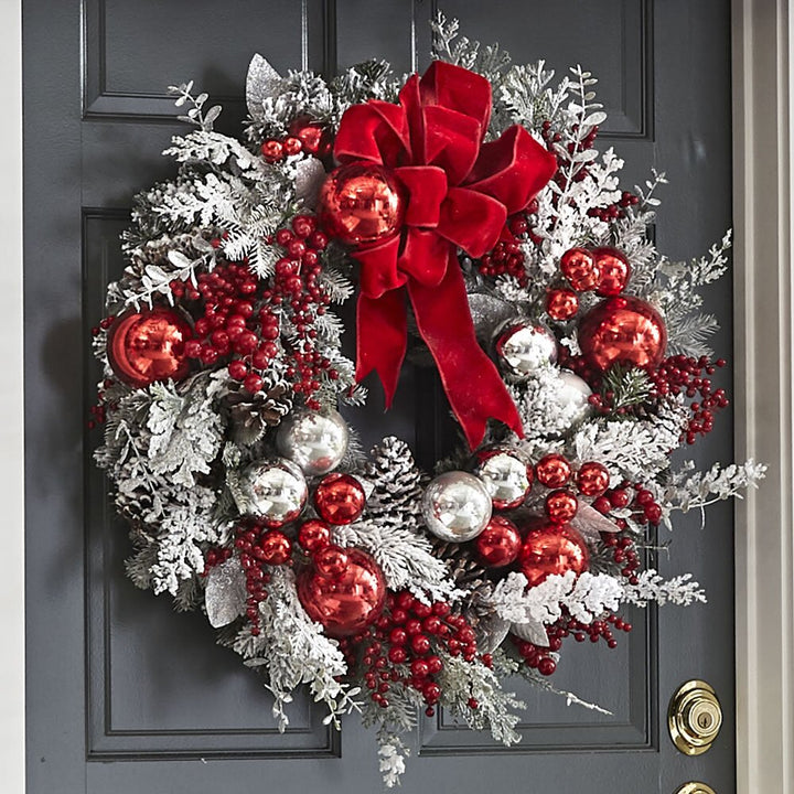 Kalsten | Cordless Prelit Holiday Trim | LED Lights, Auto-Timer & Premium Red/White Decor