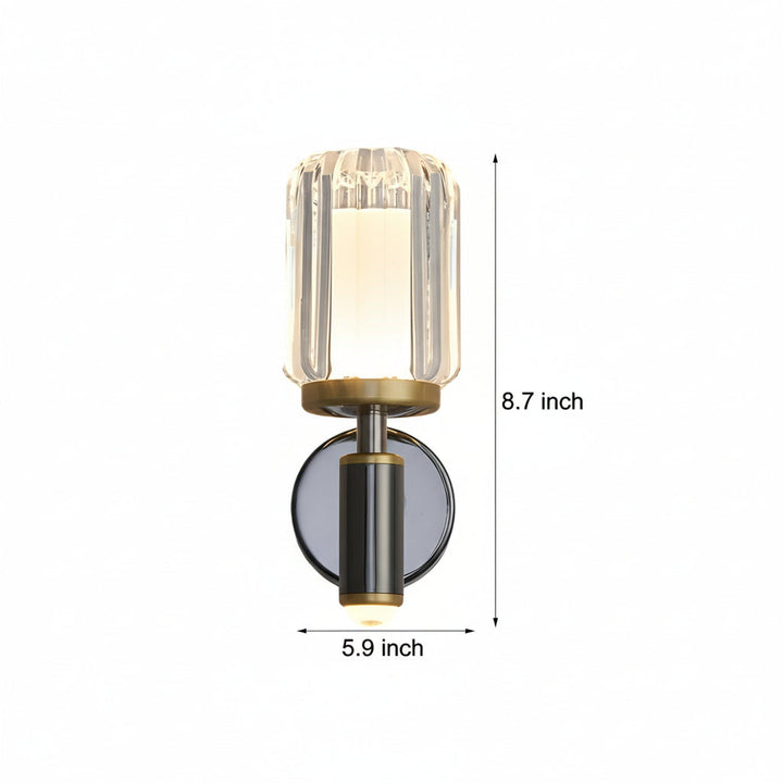 LED Wall Sconce Light – Modern Clear Acrylic Crystal Aluminum (22x15cm / 8.7x5.9in) | Kalsten