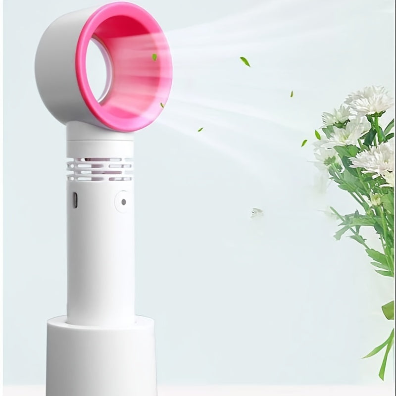 1pc USB Rechargeable Bladeless Handheld Fan - Portable Mini Desk Fan with 3 Speeds for Travel, Camping, Office, and Room Use | Kalsten