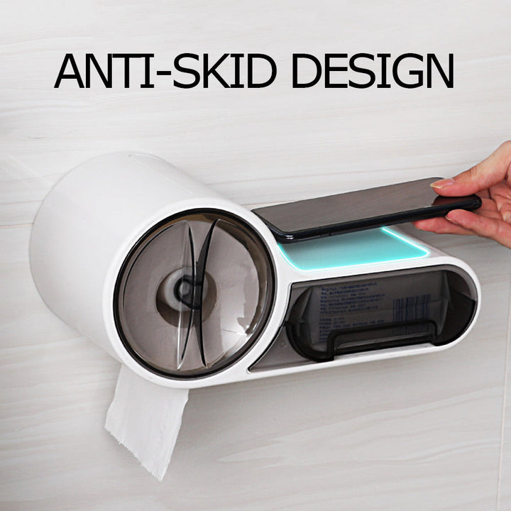 DroogHoud Self-Adhesive Toilet Paper Holder – Waterproof Wall Solution with Extra Storage Space | Kalsten