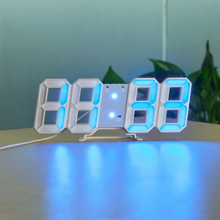 3D LED Wall Clock with Dimmable Digital Display