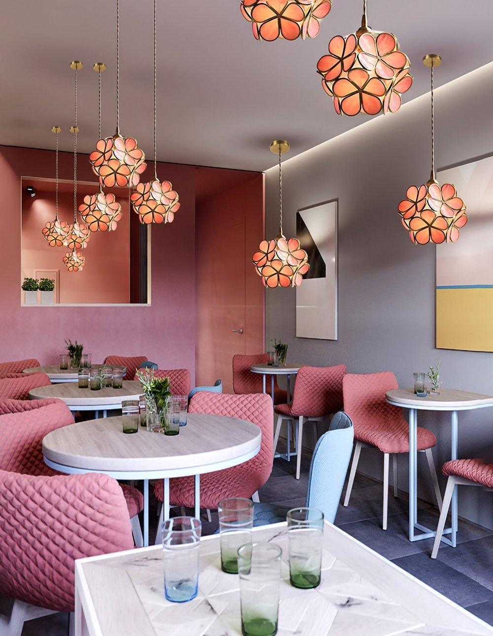 Pendant Light Brass Glass 7.9 in Petal Shape Indoor Ceiling Lamp Adjustable Hanging Height | Kalsten