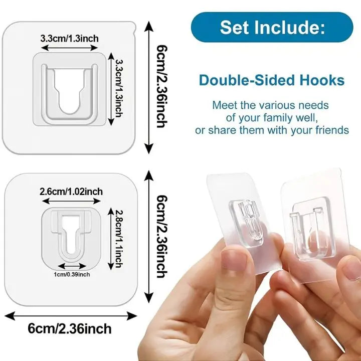 BowLift | 10 Pair Transparent Wall Hooks – Strongly Adhesive & Versatile