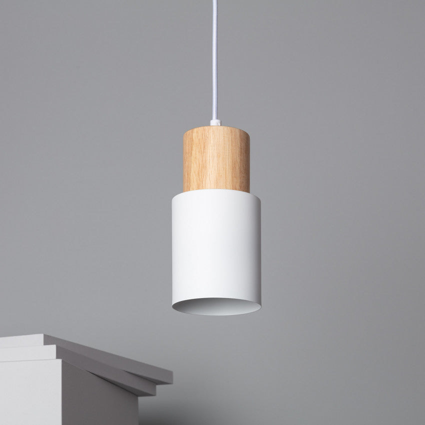 Modern Wood & Black Pendant Lamp Kalsten