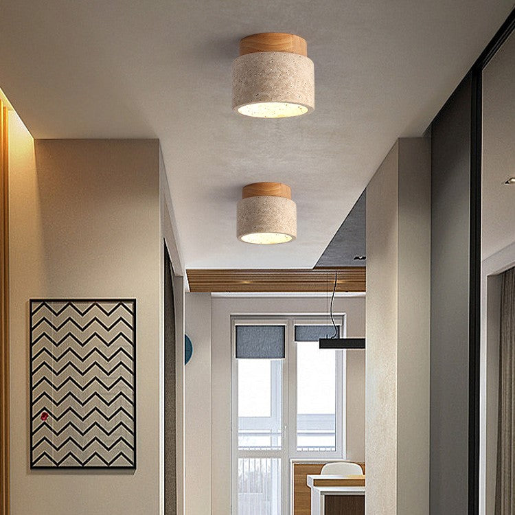 Wood Cylinder Flush Mount Ceiling Lamp Kalsten