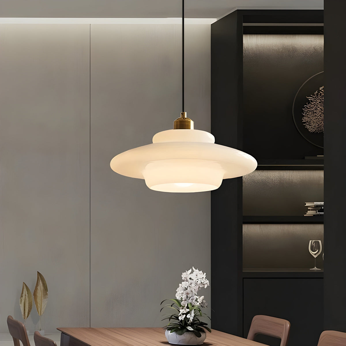 AuraBeam Light – Minimalist Ivory Glass LED Pendant Lamp | Skanto