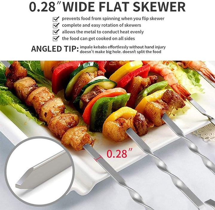 Kalsten | Stainless Steel BBQ Tools Grill Skewers 10 Pieces