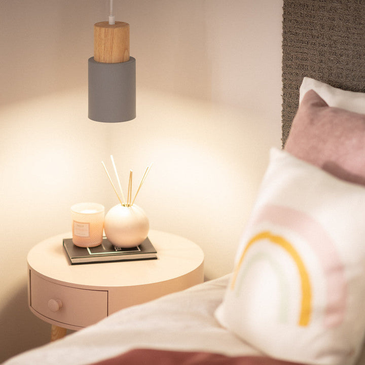 Modern Wood & Black Pendant Lamp Kalsten