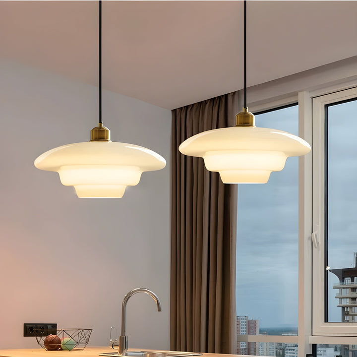AuraBeam Light – Minimalistic Ivory Colored Glass LED Pendant Lamp | Kalsten