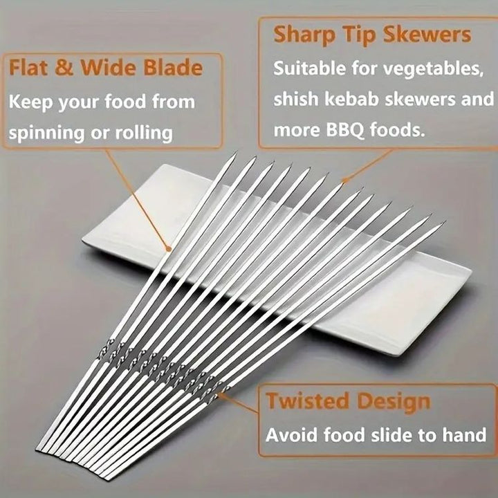 Kalsten | Stainless Steel BBQ Tools Grill Skewers 10 Pieces