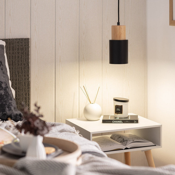 Modern Wood & Black Pendant Lamp Kalsten