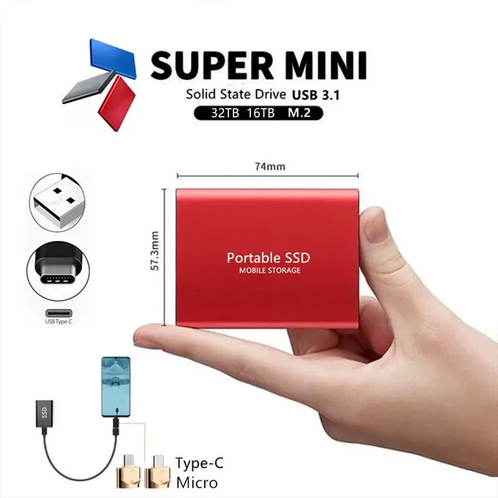 SSD External Hard Drive Hard Drive Storage SSD 1 2 4 8 12 16 32 64 TB External | Kalsten