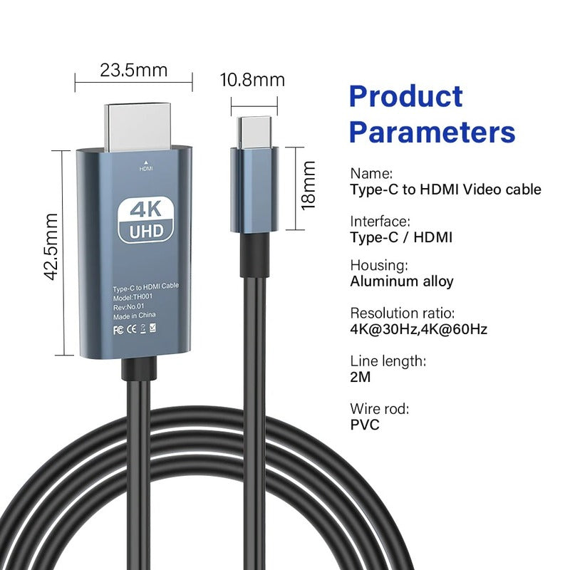 Skanto | USB C to HDMI Cable Cool Running HDMI to USB C