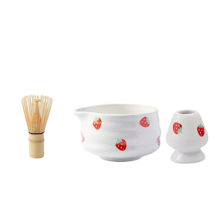Variant image for Japanese Matcha Bowl Set Strawberry Design Size One High-Quality Ceramic-2