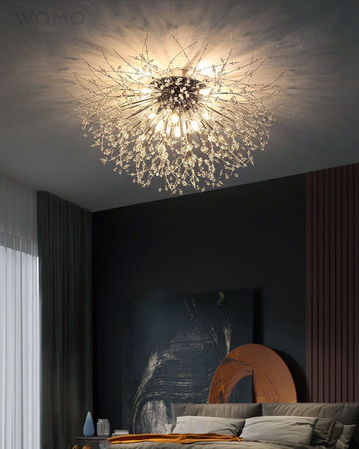 Ceiling Light Metal Crystal 15.7 in Flush Mount Bedroom Hallway Dandelion Design Decorative Lighting | Kalsten