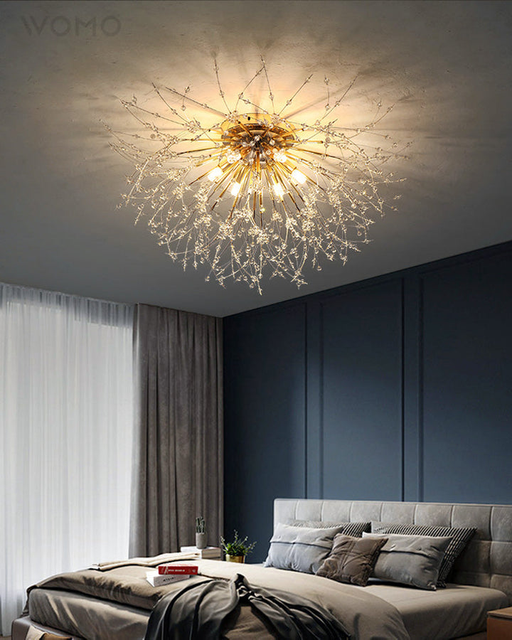 Ceiling Light Metal Crystal 15.7 in Flush Mount Bedroom Hallway Dandelion Design Decorative Lighting | Kalsten