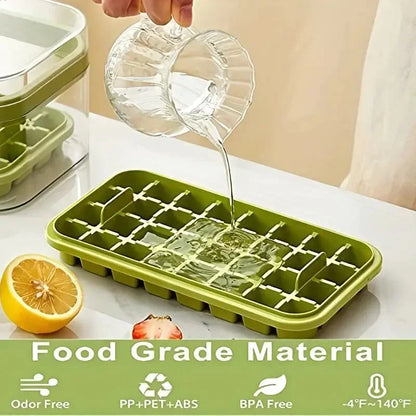 101oz. Ice Cube Tray Set - 64-piece Silicone Ice Cube Tray with Lid & Container