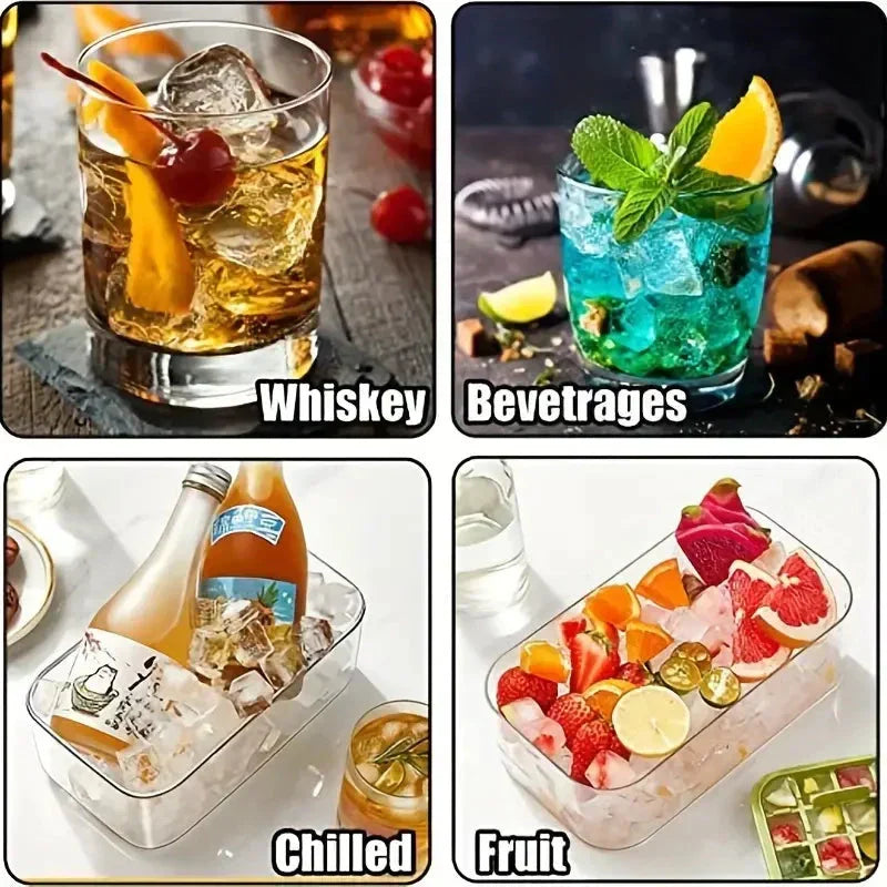 101oz. Ice Cube Tray Set - 64-piece Silicone Ice Cube Tray with Lid & Container