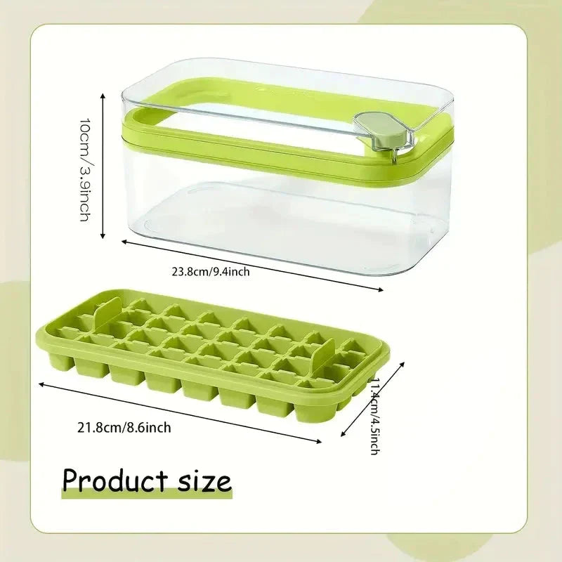 Skanto | 101oz. Ice Cube Tray Set - 64-Cell Silicone Ice Cube Tray with Lid and Container