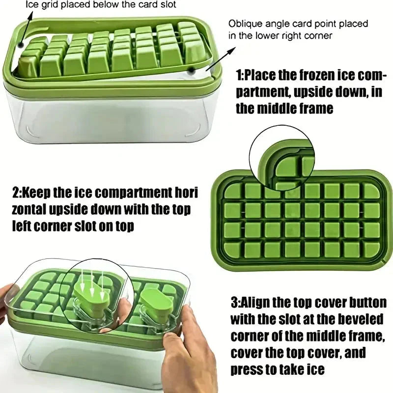 101oz. Ice Cube Tray Set - 64-piece Silicone Ice Cube Tray with Lid & Container