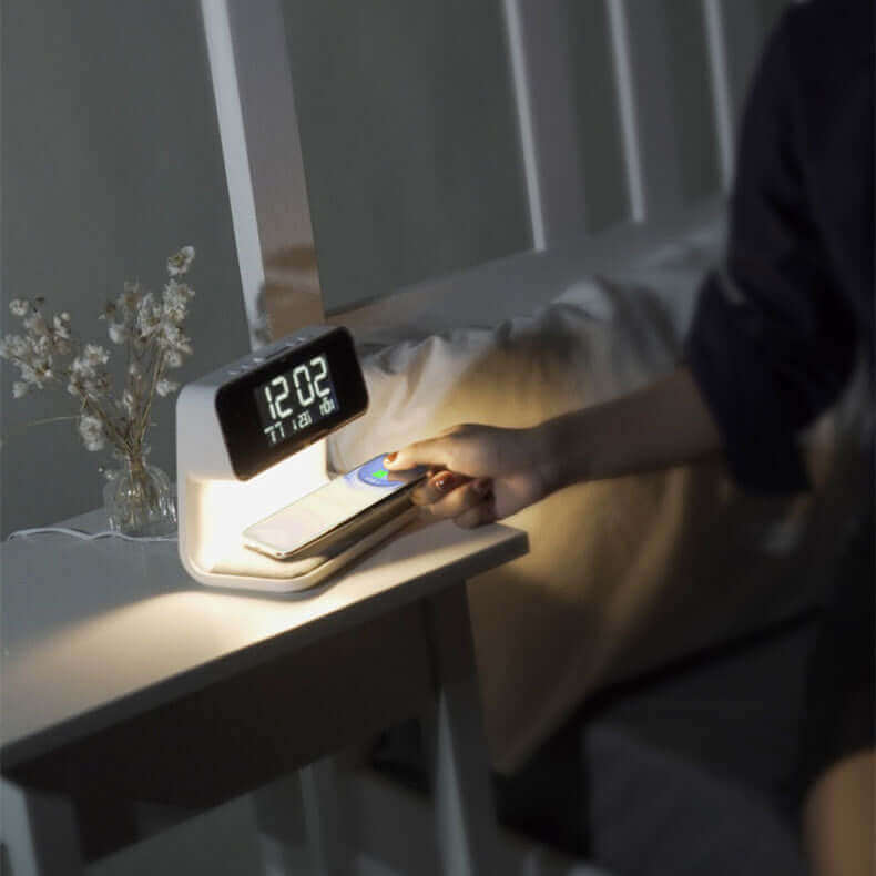 Creative 3 In 1 Bedside Lamp Wireless Charging LCD Screen Alarm Clock  Wireless Phone Charger | Kalsten