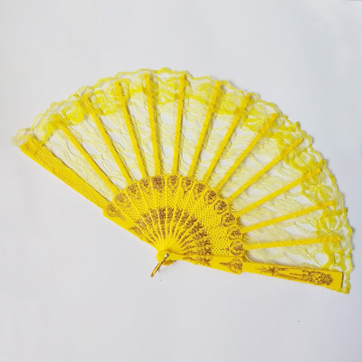 Ladies lace fan with golden decorations Kalsten