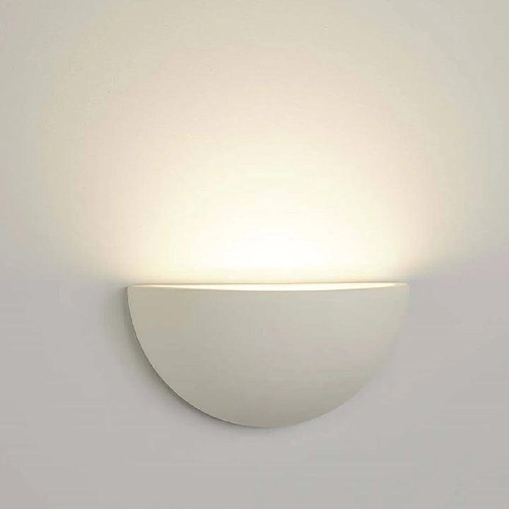 White Plaster Vintage Half-Round Half-Moon Paintable Wall Spotlight 30cm | Kalsten