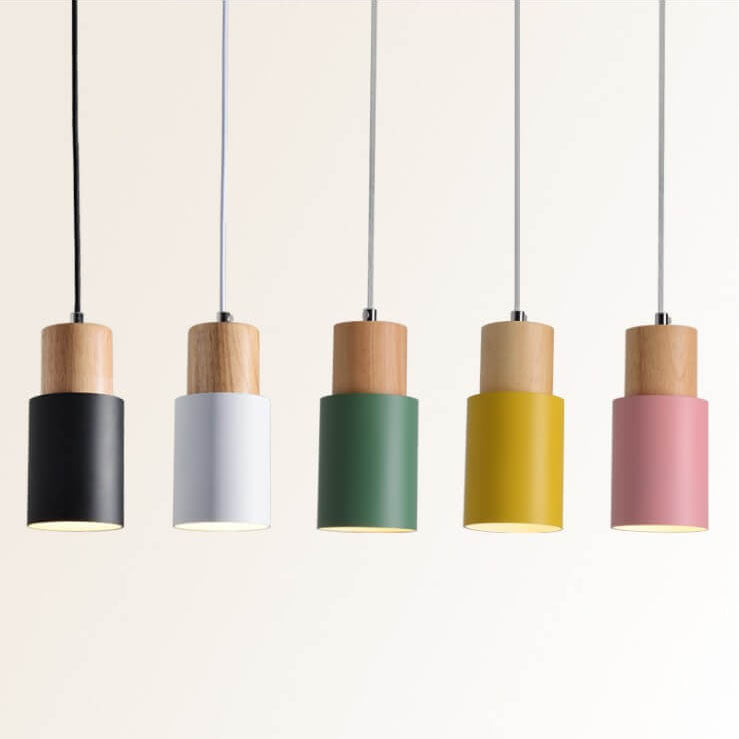 Pendant Light Metal Wood 4.3 in Colorful Adjustable Living Room Restaurant Bar Café Lighting | Kalsten