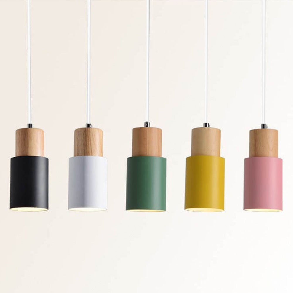 Modern Wood & Black Pendant Lamp Kalsten