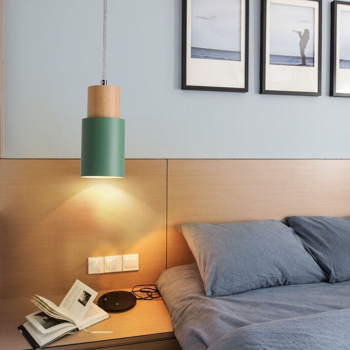 Pendant Light Metal Wood 4.3 in Colorful Adjustable Living Room Restaurant Bar Café Lighting | Kalsten