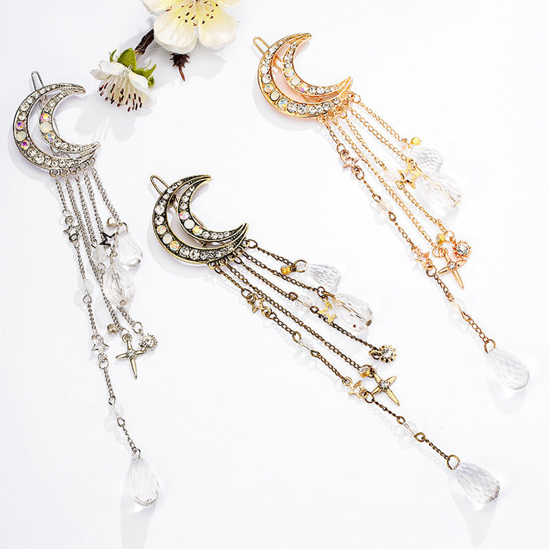Celestial Moon-Inspired Dangle Brooch Kalsten