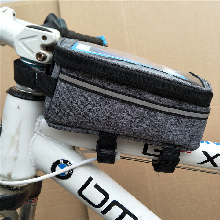 touchscreen top tube bike bag with waterproof compartment and reflective strip Kalsten