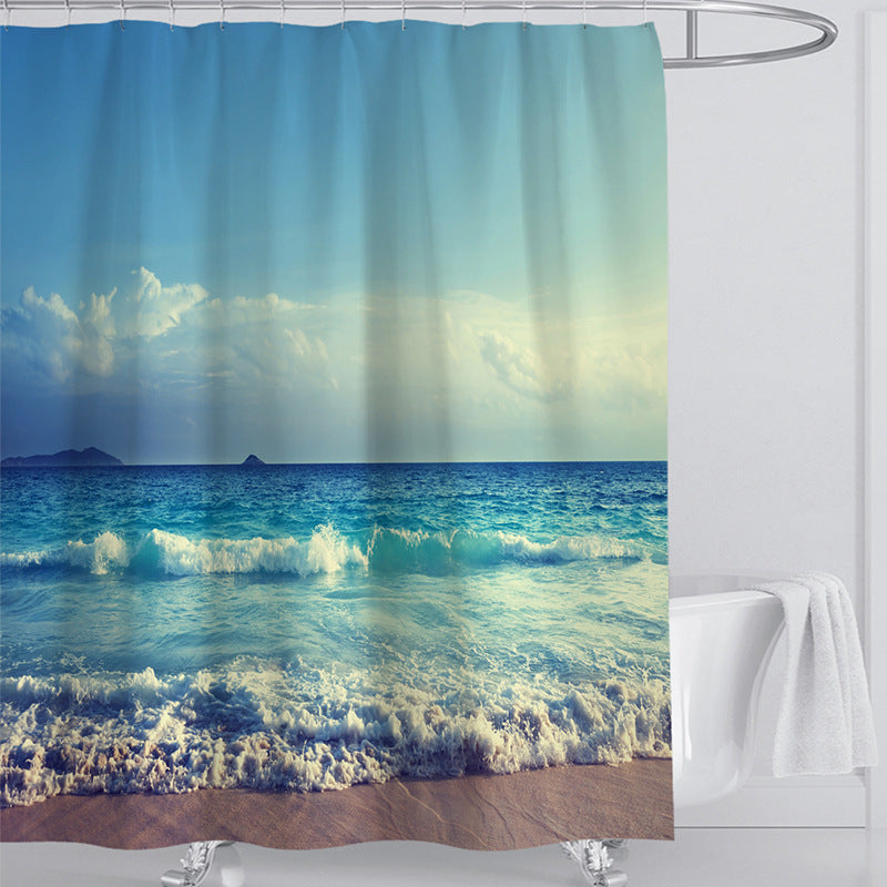 Beach-Themed Shower Curtain Kalsten