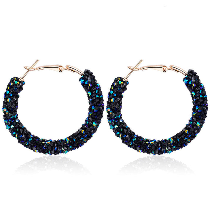 Elegant Crystal Embellished Hoop Earrings Kalsten