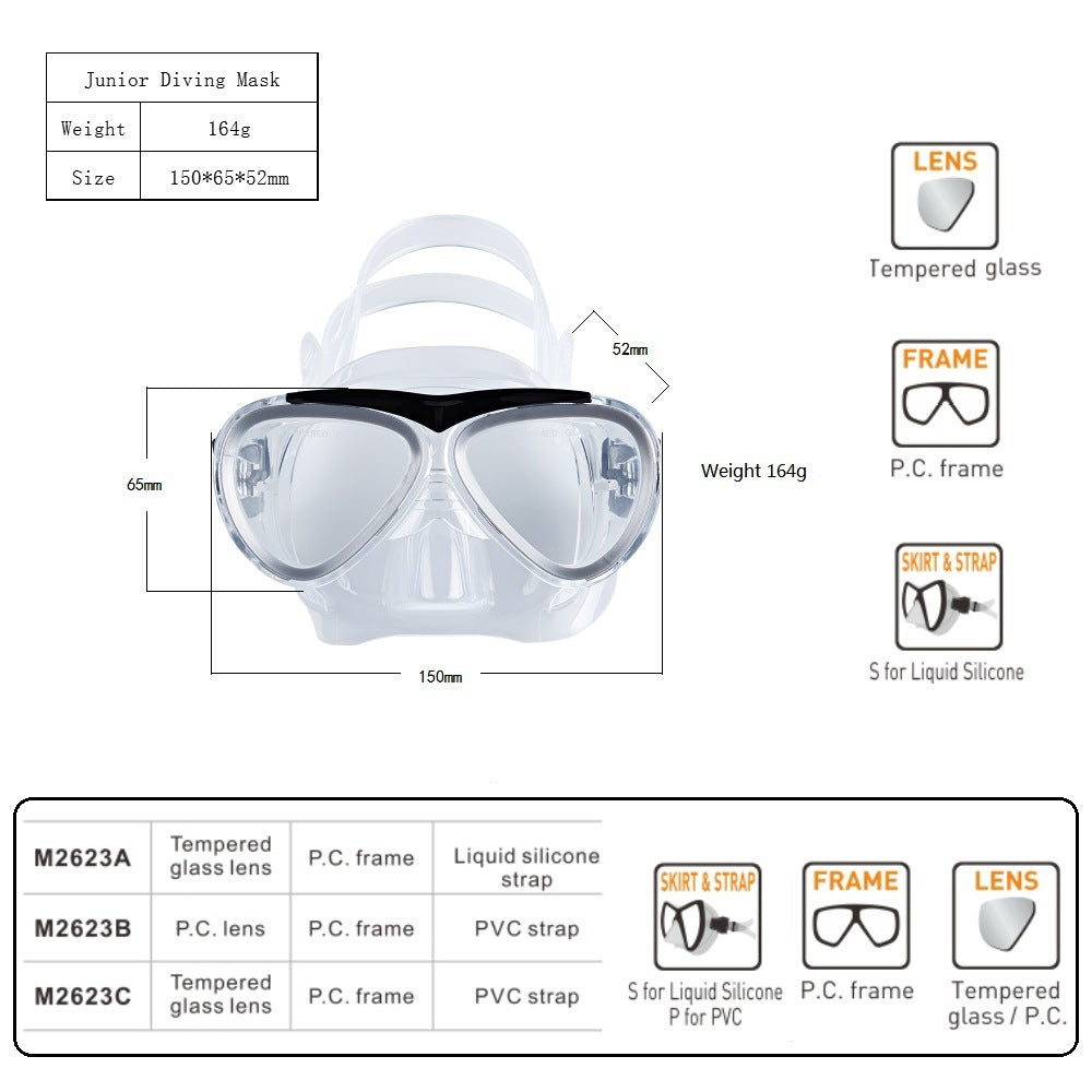 Diving mask with generous visibility and ergonomic design Kalsten