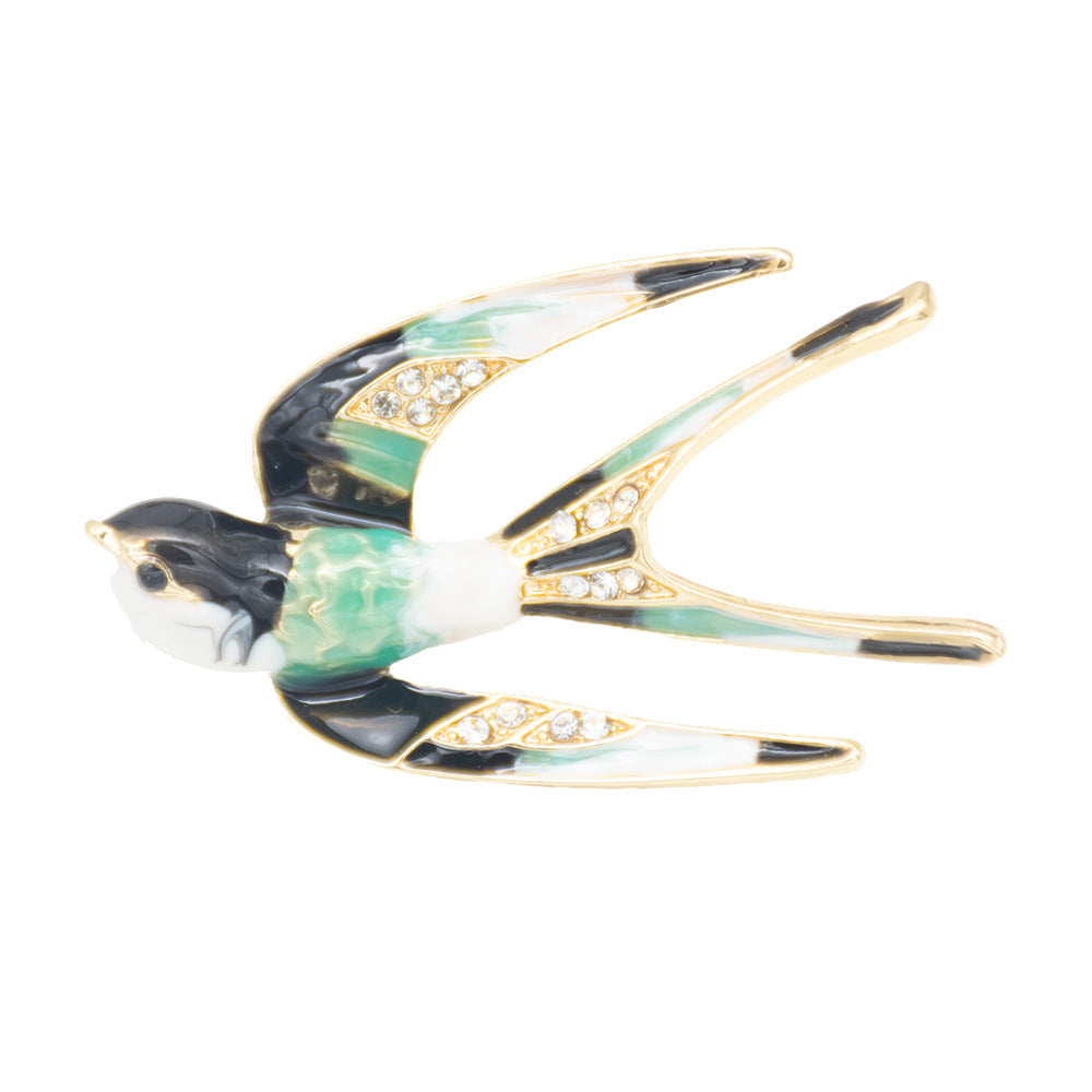 Ornate Bird-Inspired Enamel Brooch Kalsten